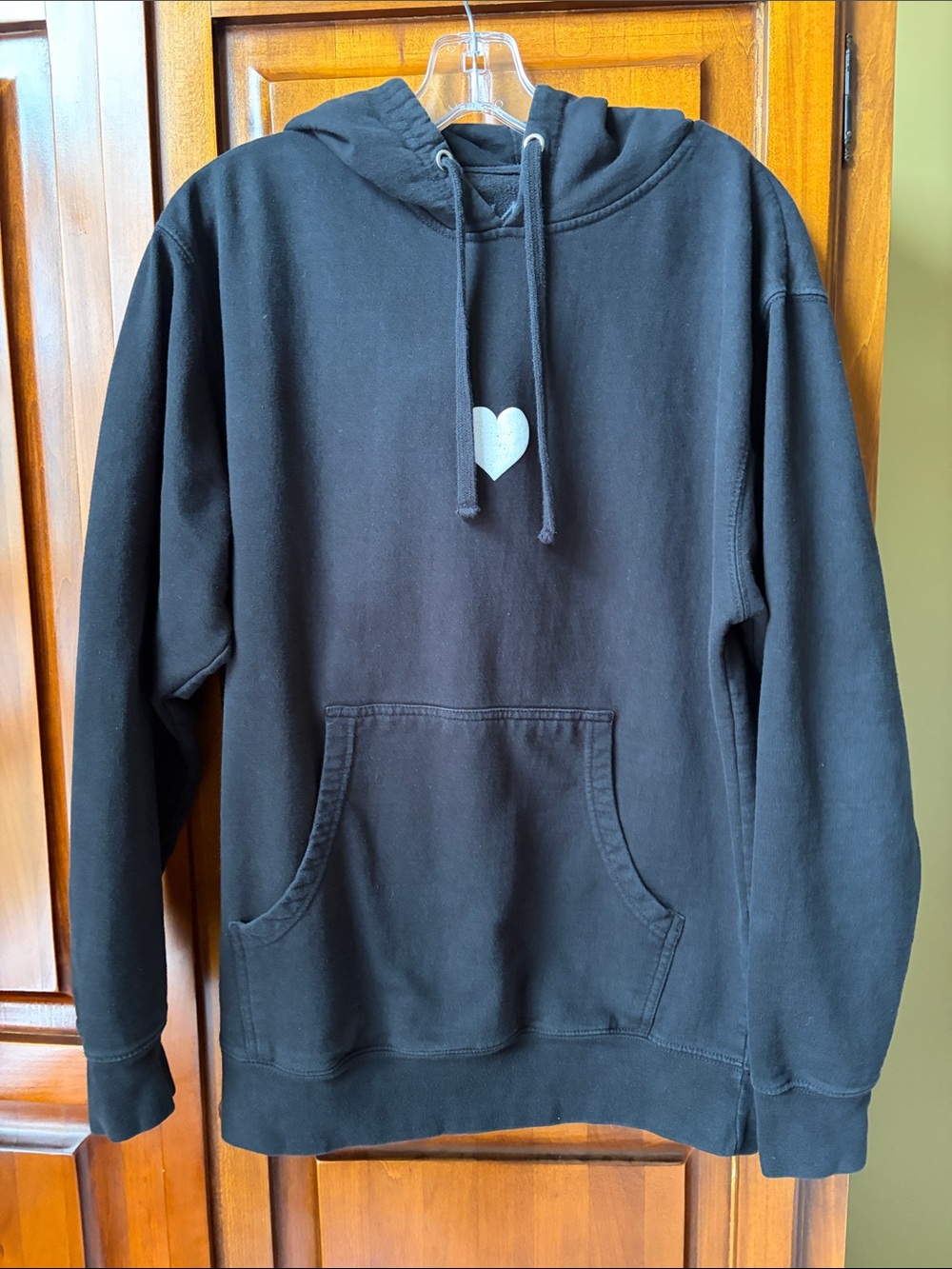 Ladies Black Distressed Heart Graphic Sweatshirt